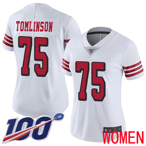 San Francisco 49ers Limited White Women Laken Tomlinson NFL Jersey 75 100th Season Vapor Untouchable Rush